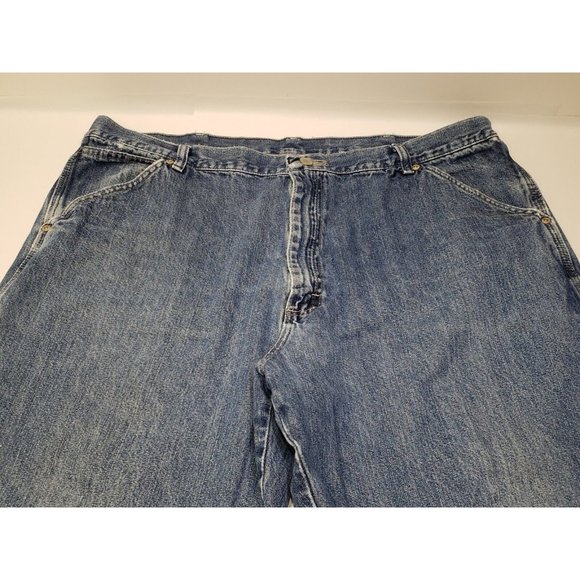 Vintage Wrangler Mens Carpenter Jeans Distressed Denim Blue Med Wash Size 40x30 - Picture 2 of 10